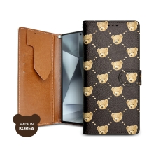 시리우스 테디베어 패턴 다이어리 케이스