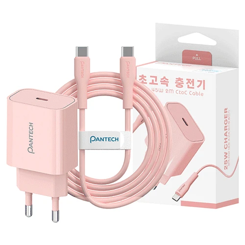 팬텍 PD25W 초고속 1포트 파스텔 가정용충전기(45W 2M CtoC 케이블포함)