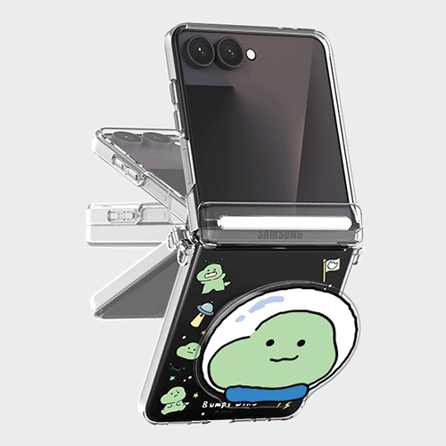 [TryCozy] 삐뚤빼뚤 공룡 우주 Z플립시리즈 오토 힌지 클리어 하드케이스+아크릴 스마트톡