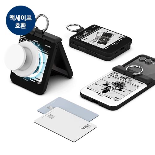 [TryCozy] 블랙 아트웍 Z플립 오토 힌지 마그네틱 카드도어범퍼케이스