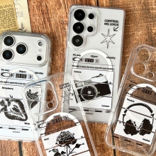 [TryCozy] 블랙 아트웍 클리어 렌즈가드 마그네틱 젤하드 케이스