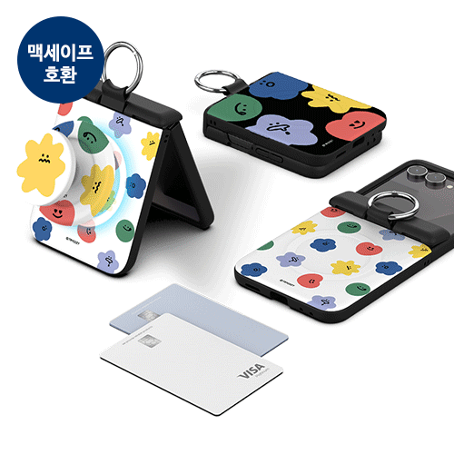 [TryCozy] 와글와글 패턴 Z플립 오토 힌지 마그네틱 카드도어범퍼케이스