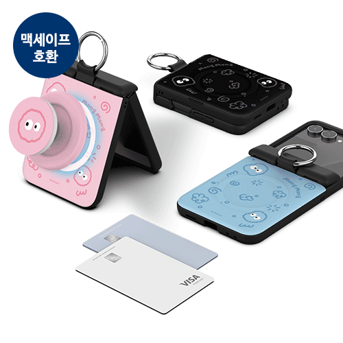 [TryCozy] 몽몽 두들 Z플립 오토 힌지 마그네틱 카드도어범퍼케이스