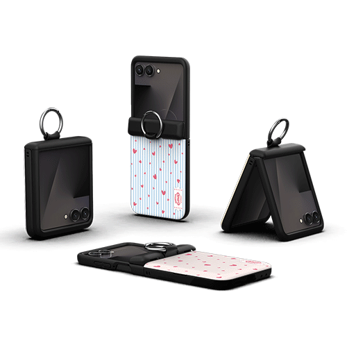 [TryCozy] 스몰 하트 패턴 Z플립 오토 힌지 카드도어범퍼케이스