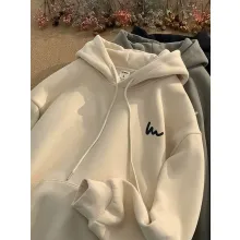 Ins 트렌디 브랜드 후드 티셔츠 남성 가을, 겨울 2025 새로운 스타일 벨벳 루즈 캐주얼 다목적 커플 탑 재킷